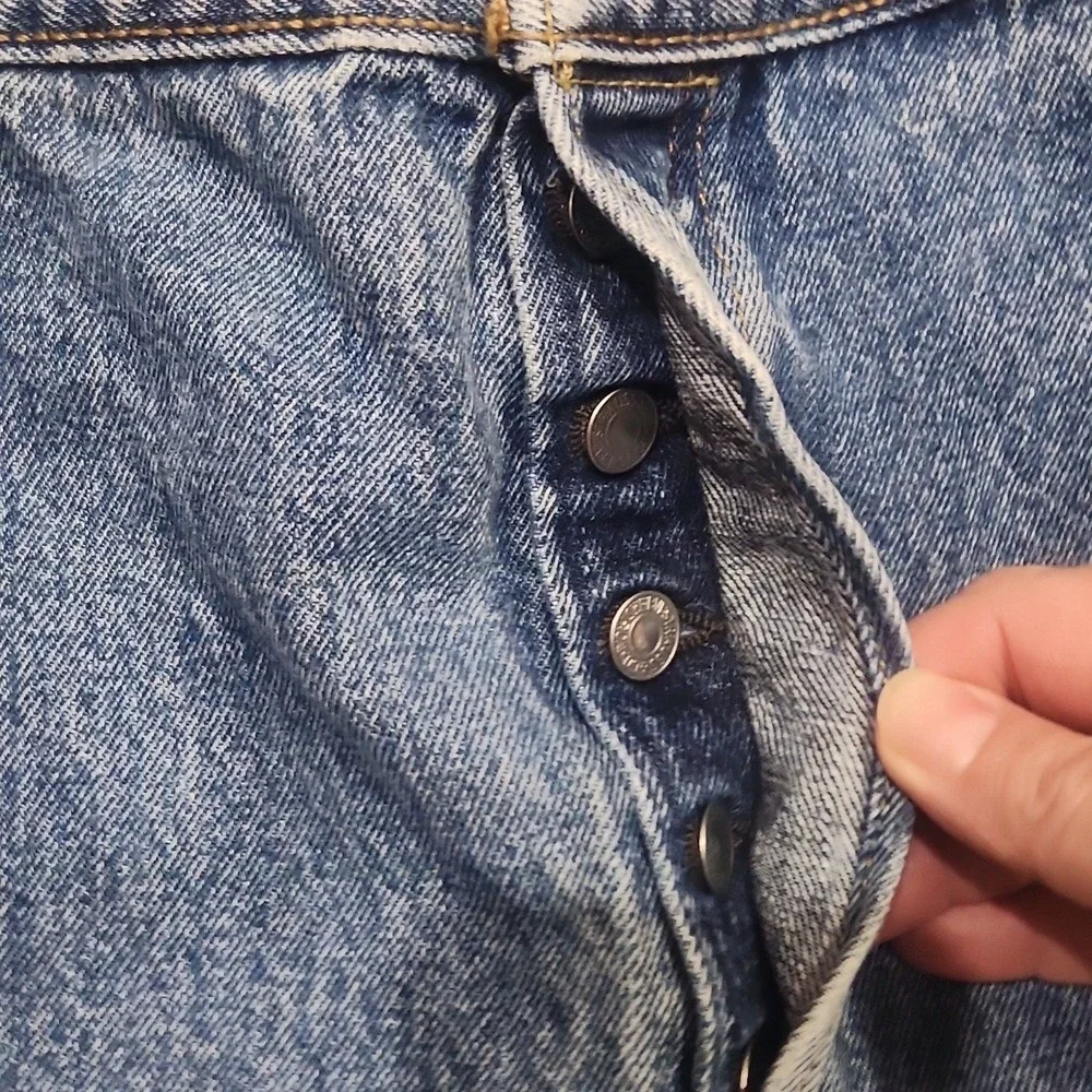 Levis‎ 501 Button Fly 40 X 34 Medium Wash Classic Blue Denim Jeans 2016 Worn In